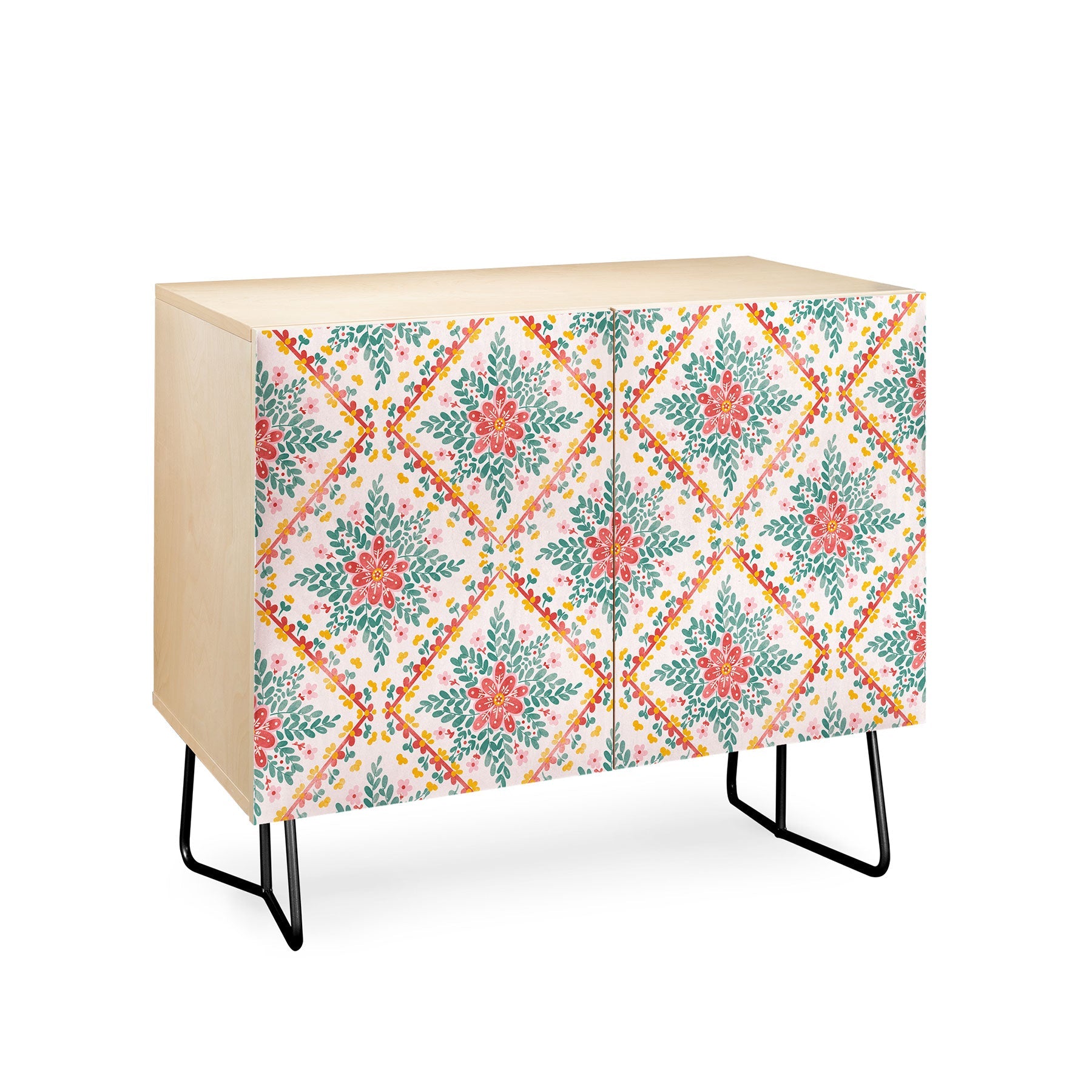 Marta Barragan Camarasa Chic Floral Geometry Credenza