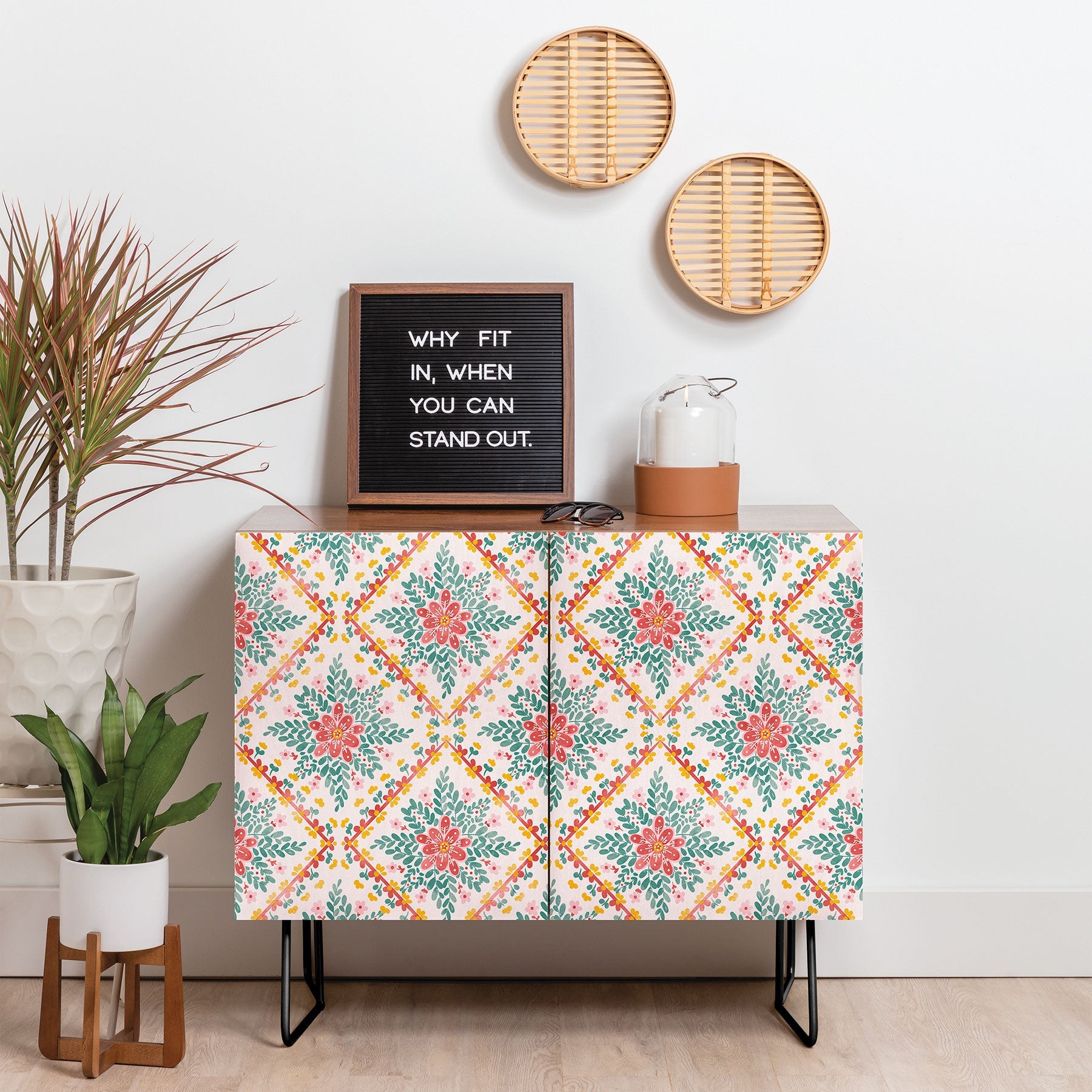 Marta Barragan Camarasa Chic Floral Geometry Credenza
