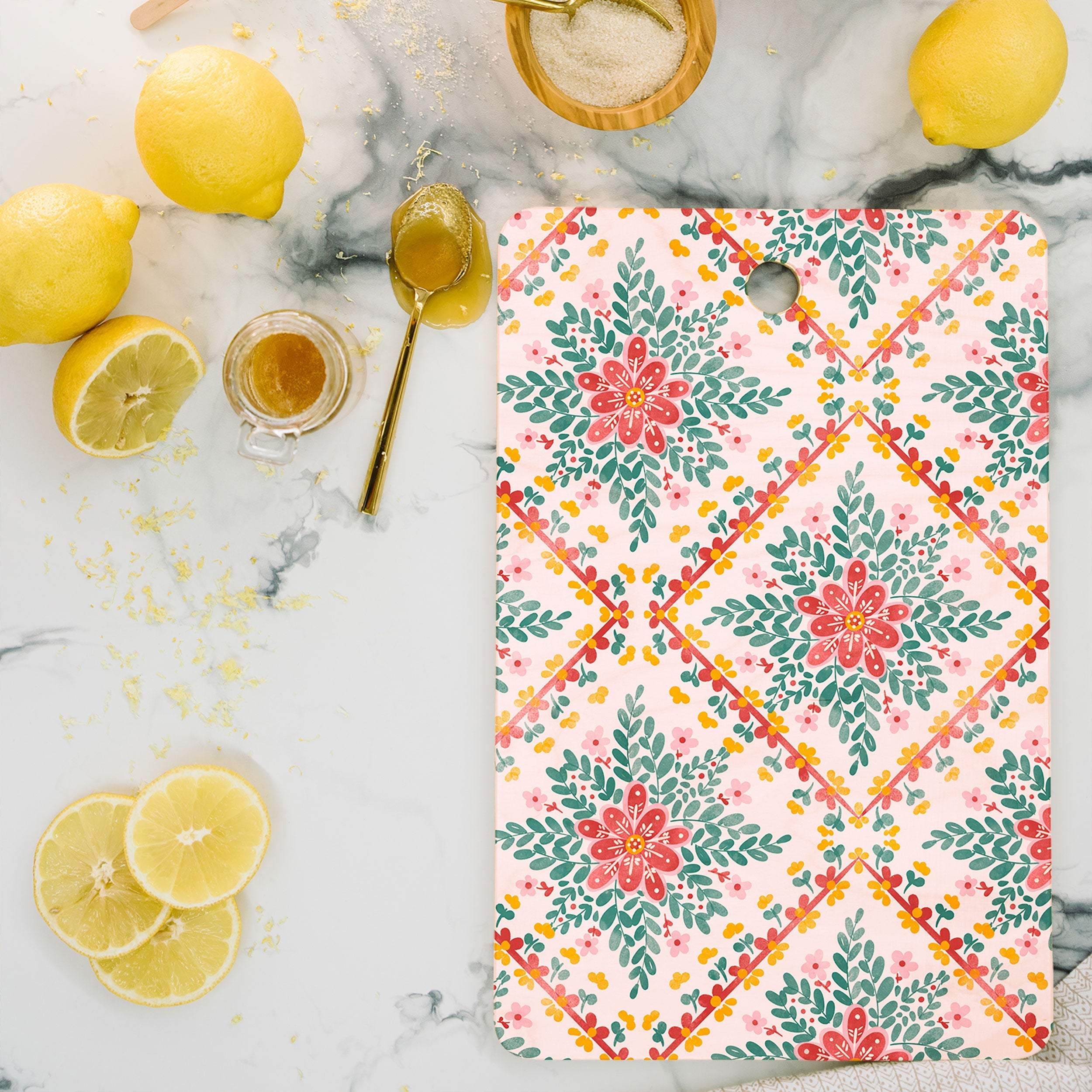 Marta Barragan Camarasa Chic Floral Geometry Cutting Board Rectangle