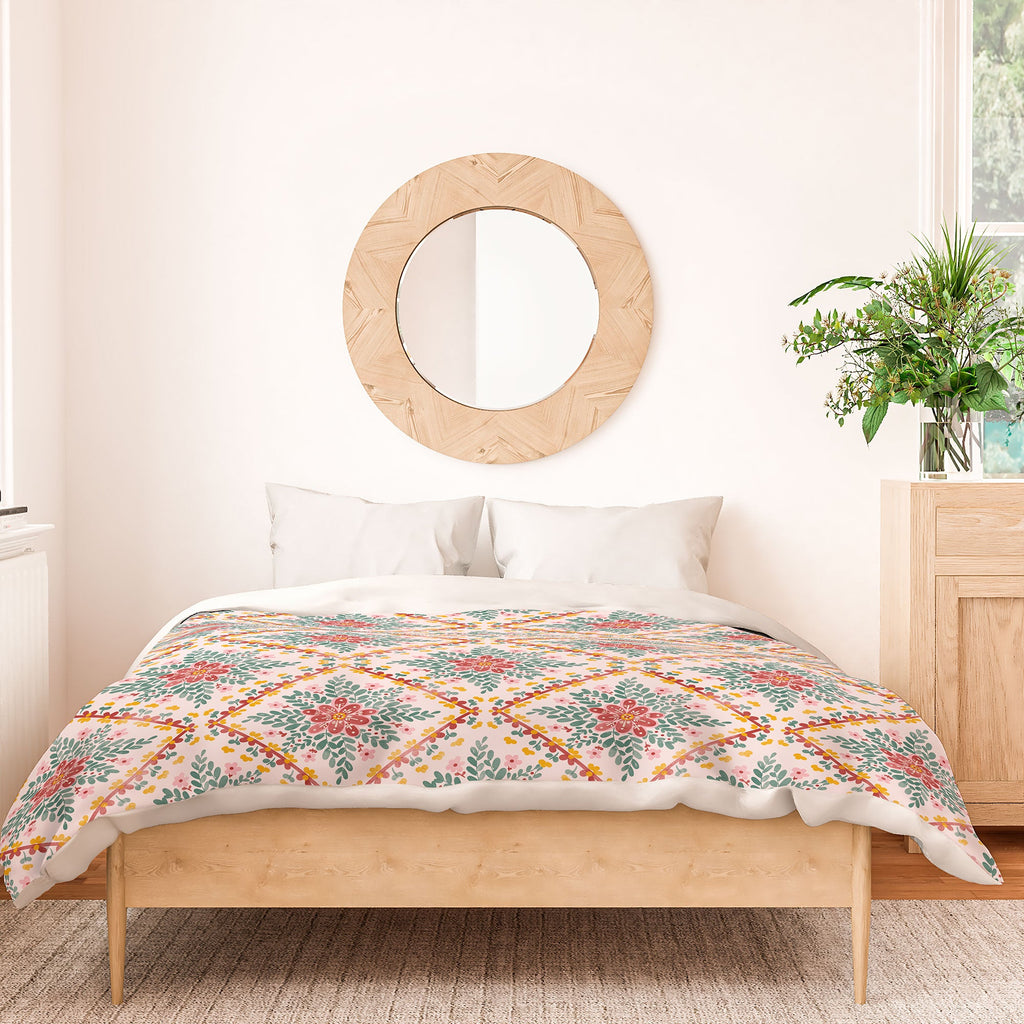 Marta Barragan Camarasa Chic Floral Geometry Duvet Cover