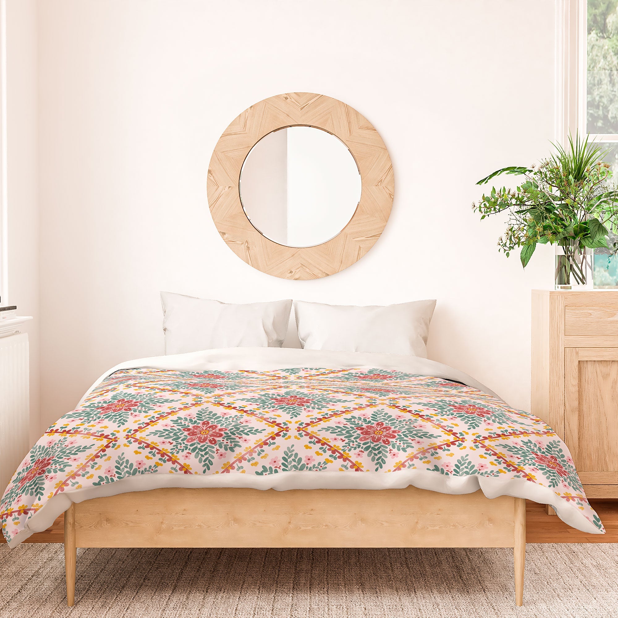 Marta Barragan Camarasa Chic Floral Geometry Duvet Cover