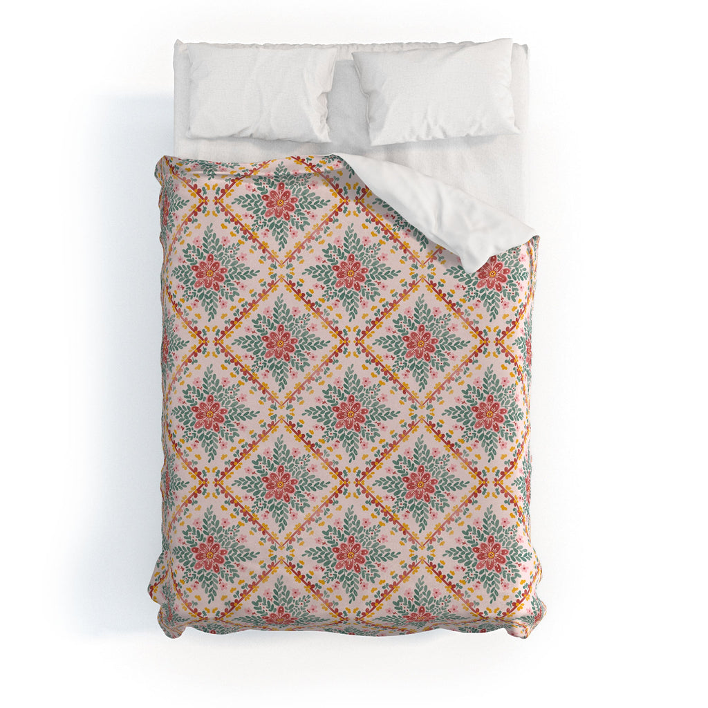 Marta Barragan Camarasa Chic Floral Geometry Duvet Cover
