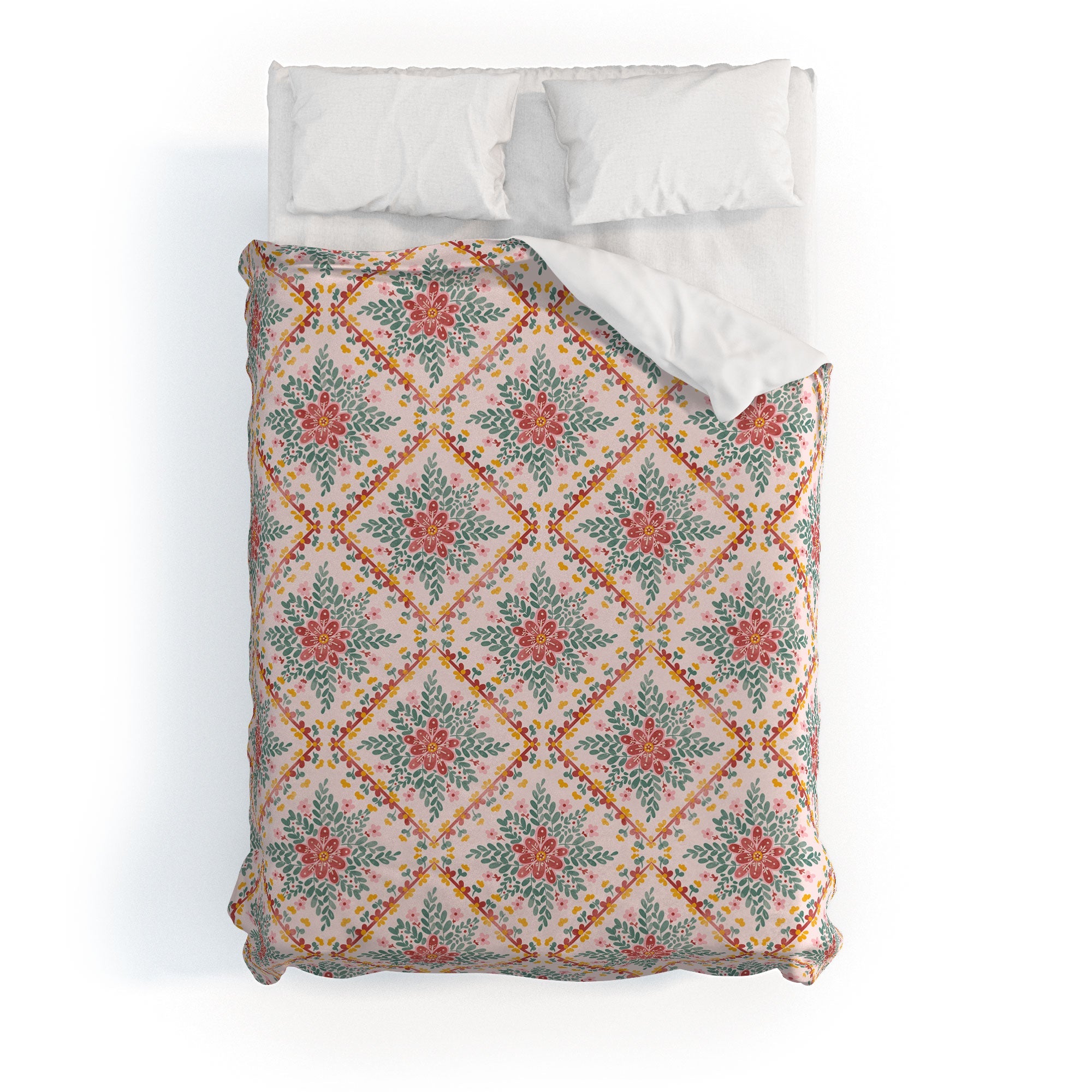 Marta Barragan Camarasa Chic Floral Geometry Duvet Cover