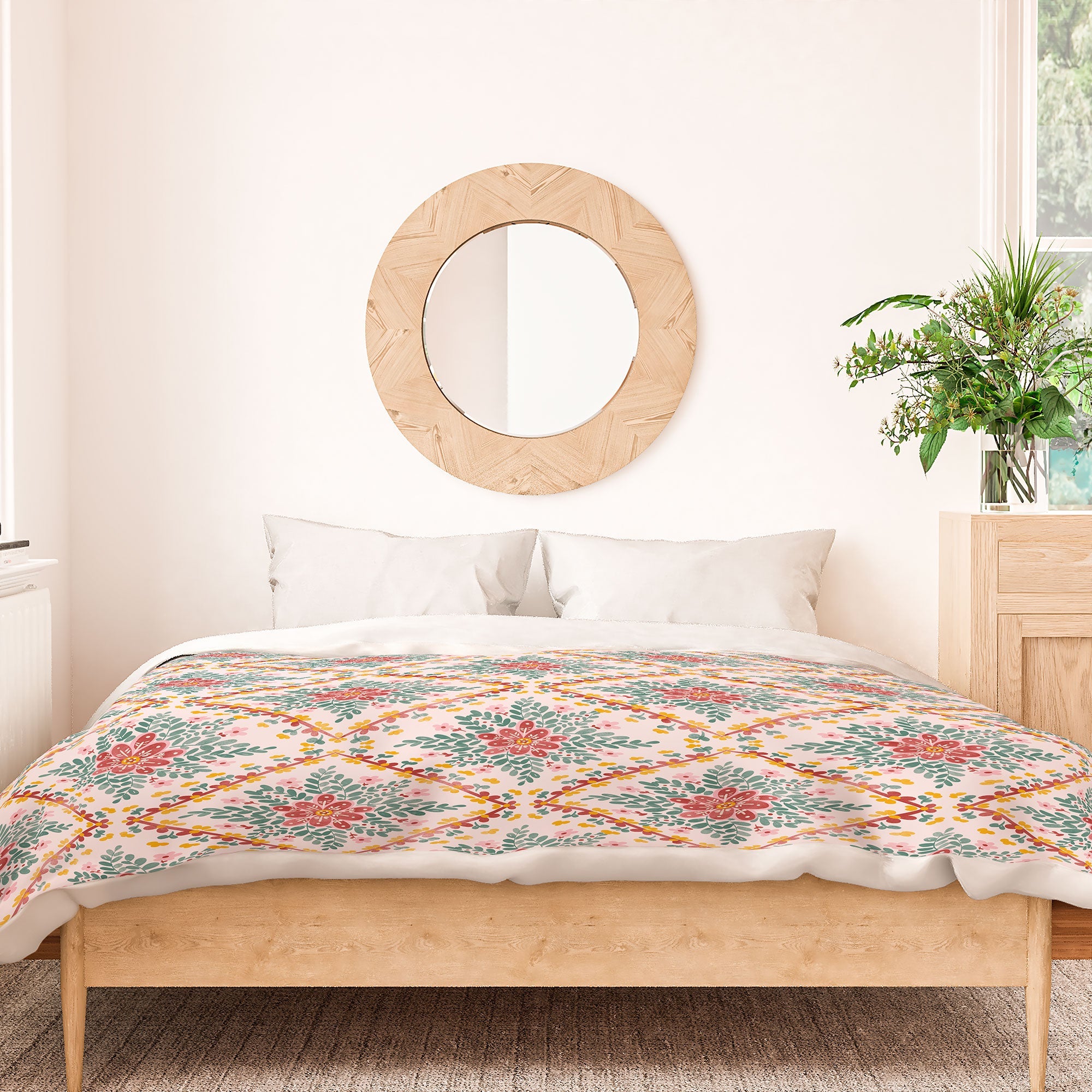Marta Barragan Camarasa Chic Floral Geometry Duvet Cover