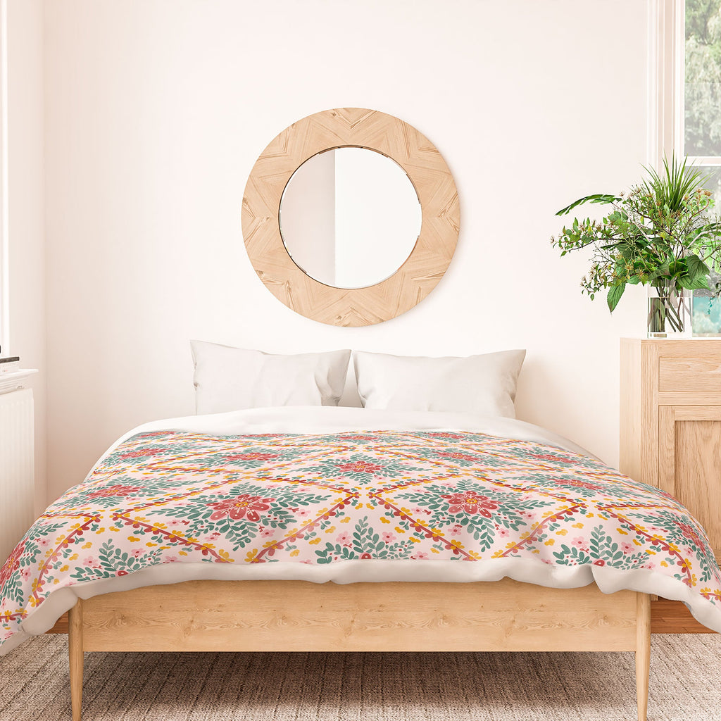 Marta Barragan Camarasa Chic Floral Geometry Duvet Cover