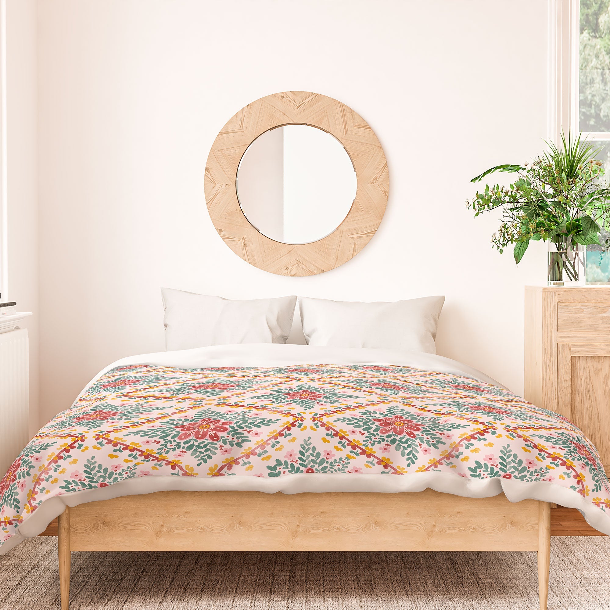 Marta Barragan Camarasa Chic Floral Geometry Duvet Cover