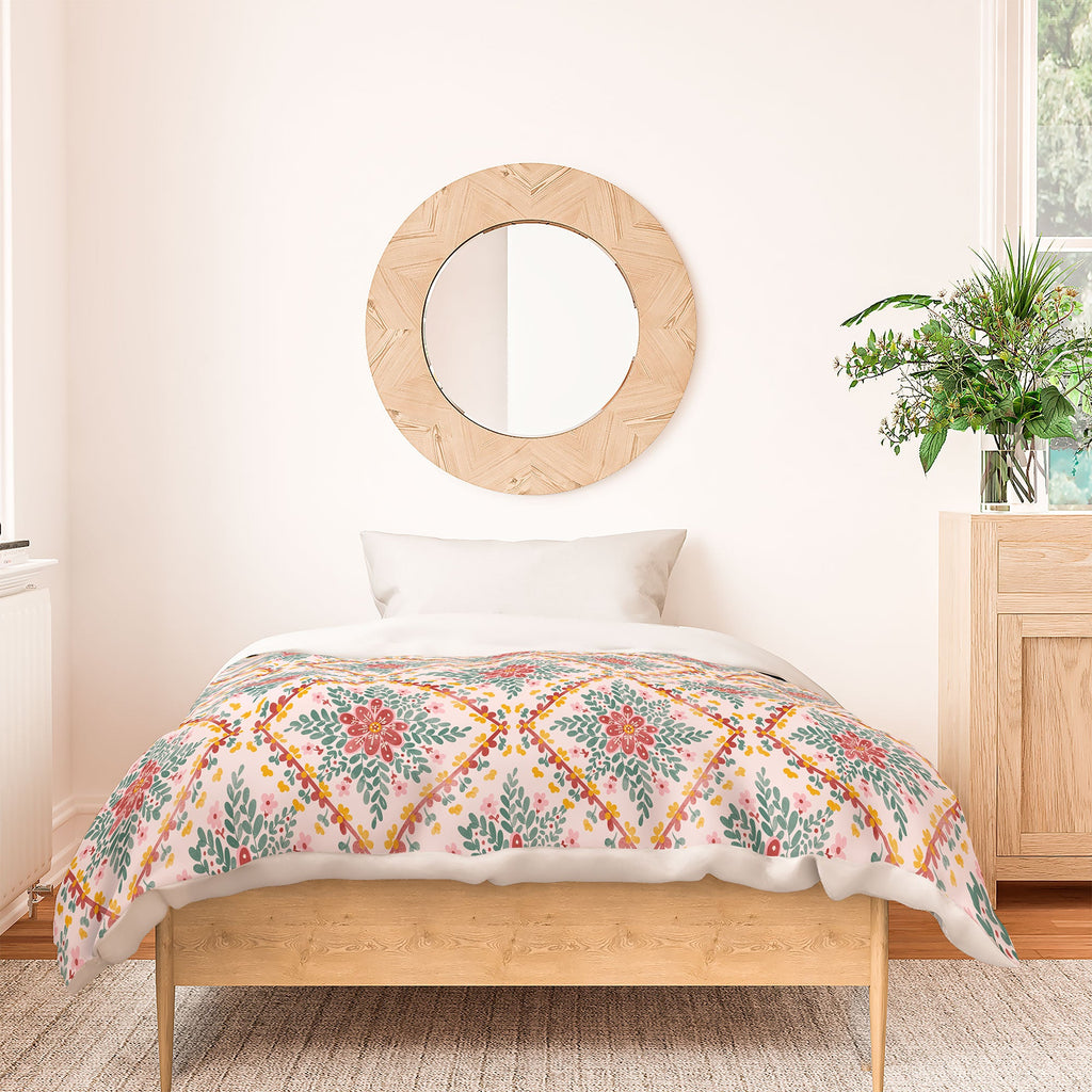 Marta Barragan Camarasa Chic Floral Geometry Duvet Cover