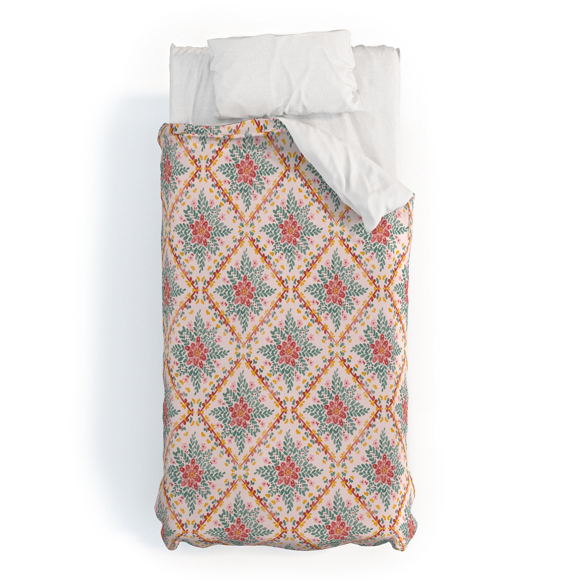Marta Barragan Camarasa Chic Floral Geometry Duvet Cover