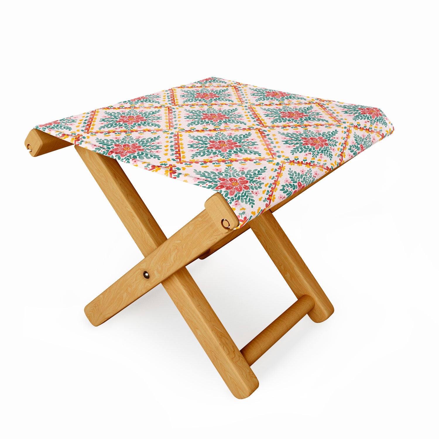 Marta Barragan Camarasa Chic Floral Geometry Folding Stool