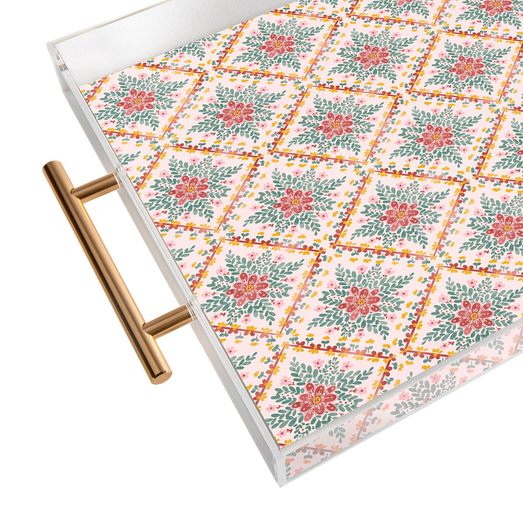 Marta Barragan Camarasa Chic Floral Geometry Acrylic Tray