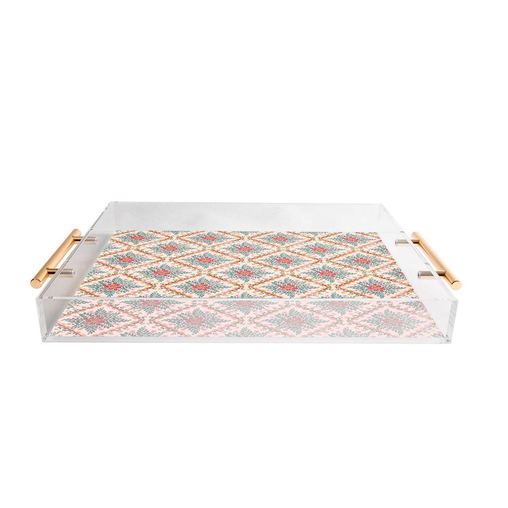 Marta Barragan Camarasa Chic Floral Geometry Acrylic Tray