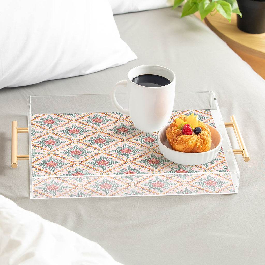 Marta Barragan Camarasa Chic Floral Geometry Acrylic Tray