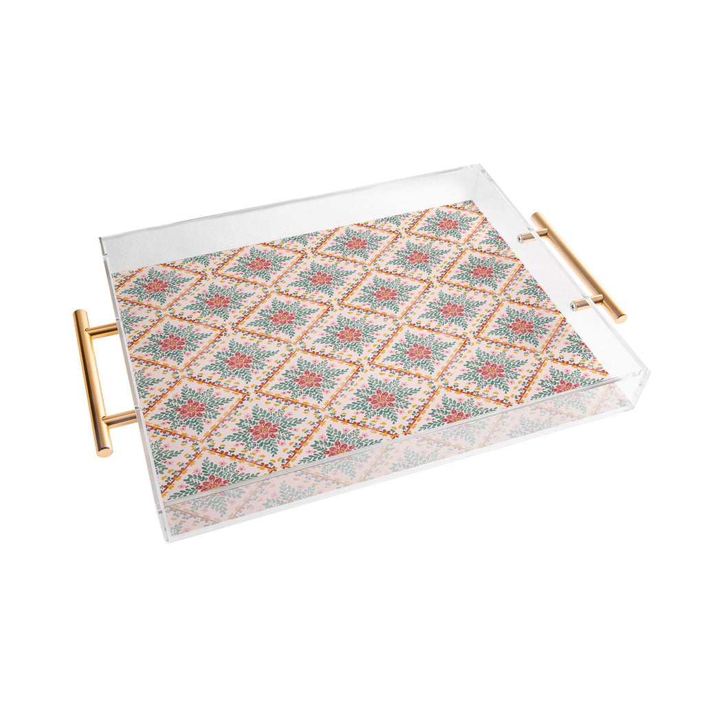 Marta Barragan Camarasa Chic Floral Geometry Acrylic Tray