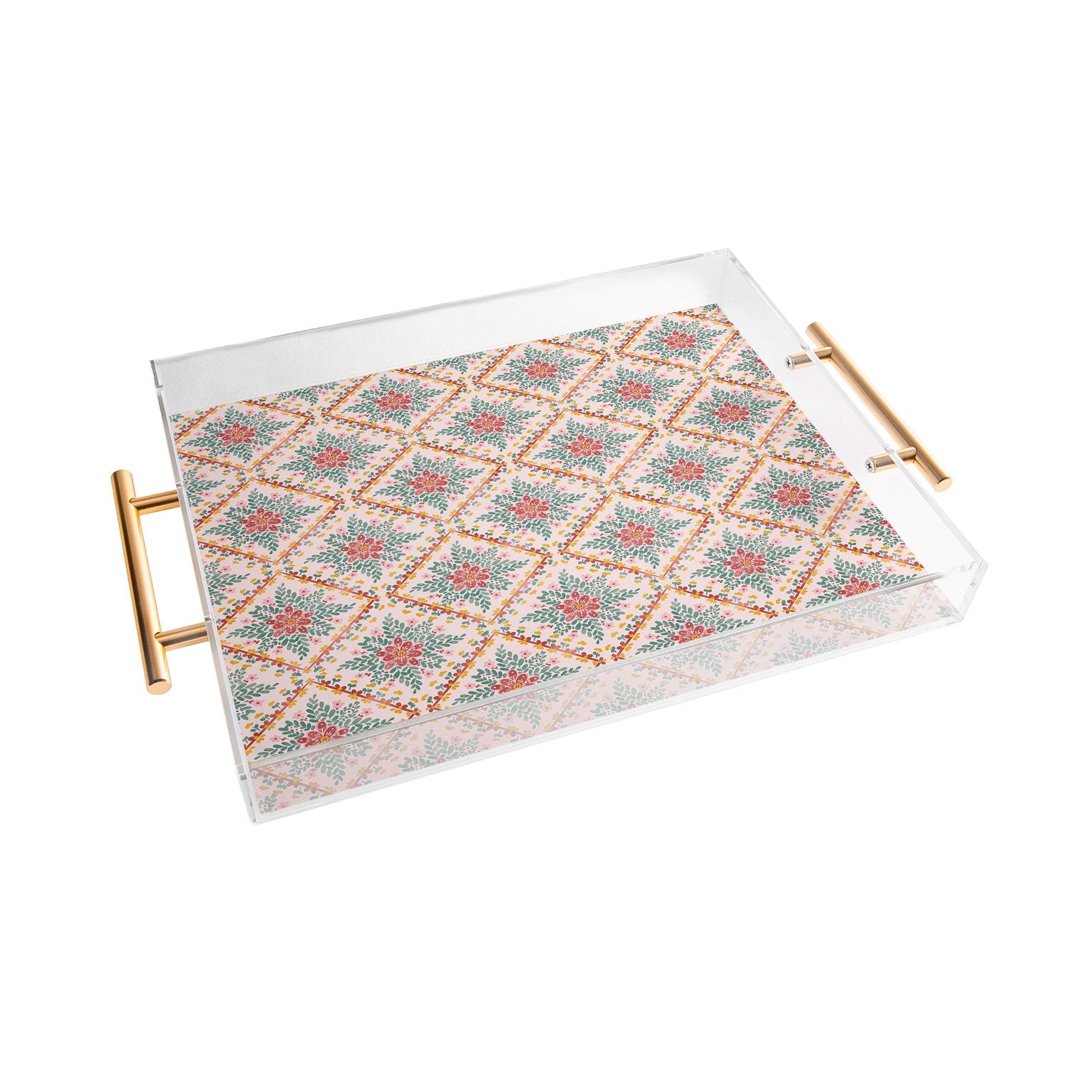 Marta Barragan Camarasa Chic Floral Geometry Acrylic Tray