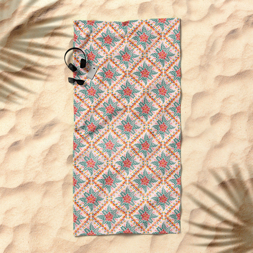 Marta Barragan Camarasa Chic Floral Geometry Beach Towel