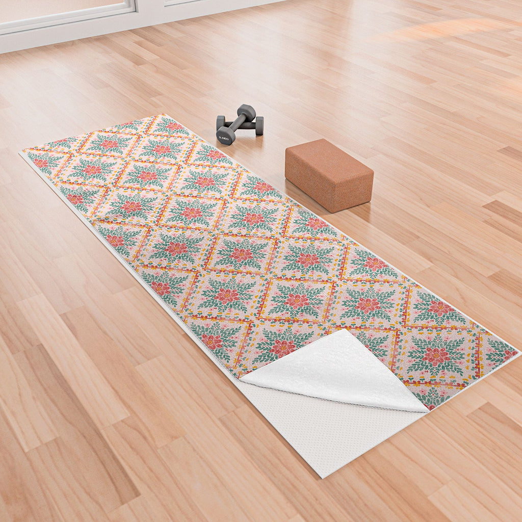 Marta Barragan Camarasa Chic Floral Geometry Yoga Towel
