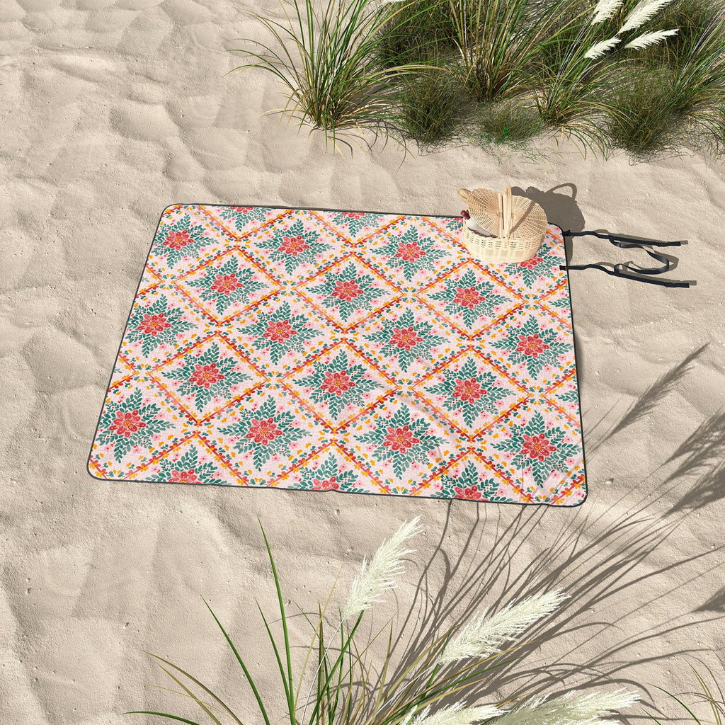 Marta Barragan Camarasa Chic Floral Geometry Picnic Blanket