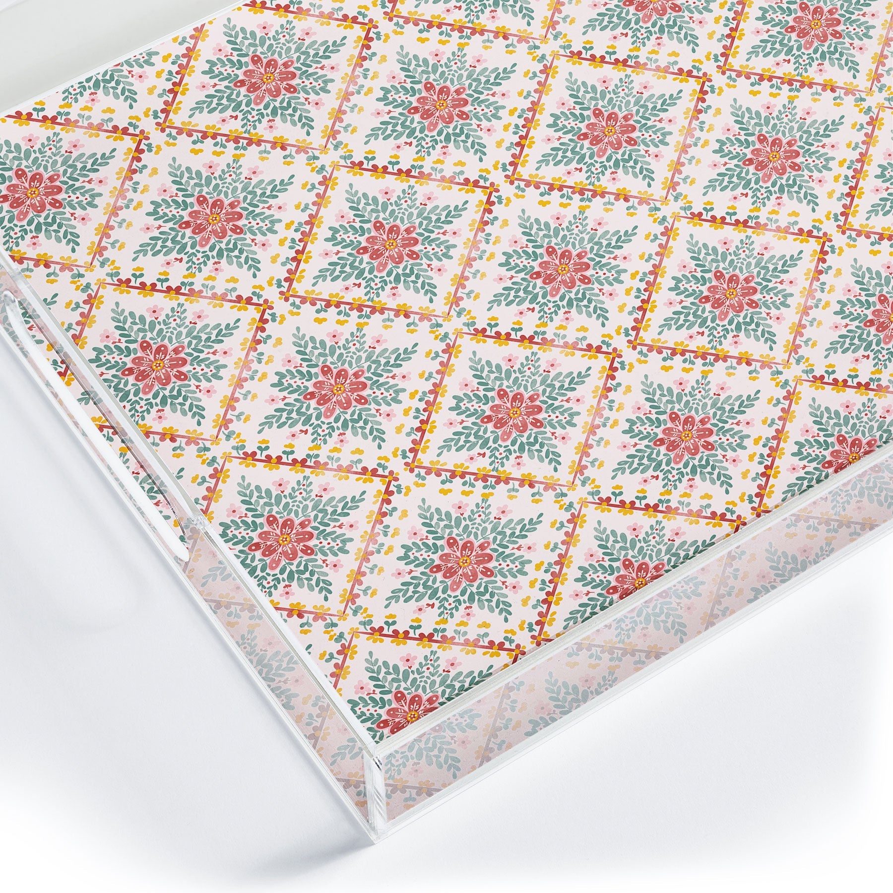 Marta Barragan Camarasa Chic Floral Geometry Acrylic Tray