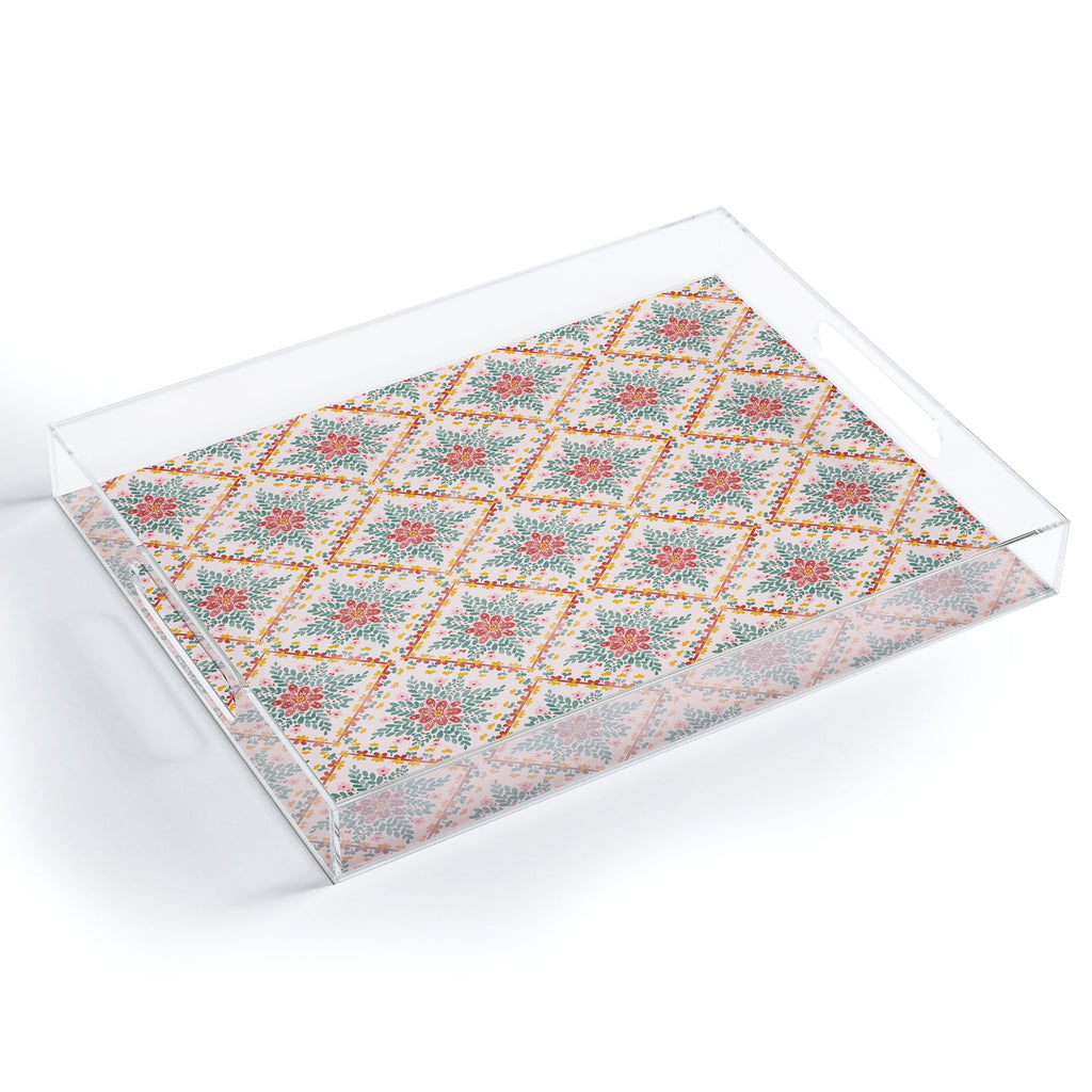 Marta Barragan Camarasa Chic Floral Geometry Acrylic Tray