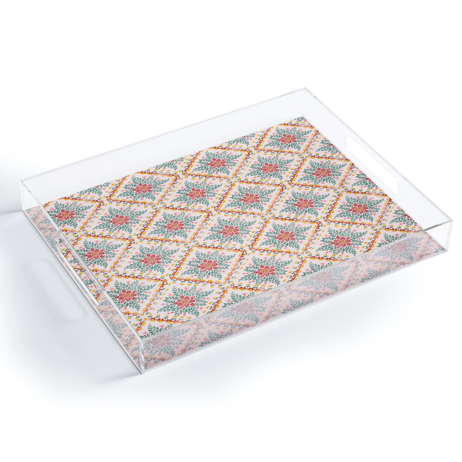 Marta Barragan Camarasa Chic Floral Geometry Acrylic Tray