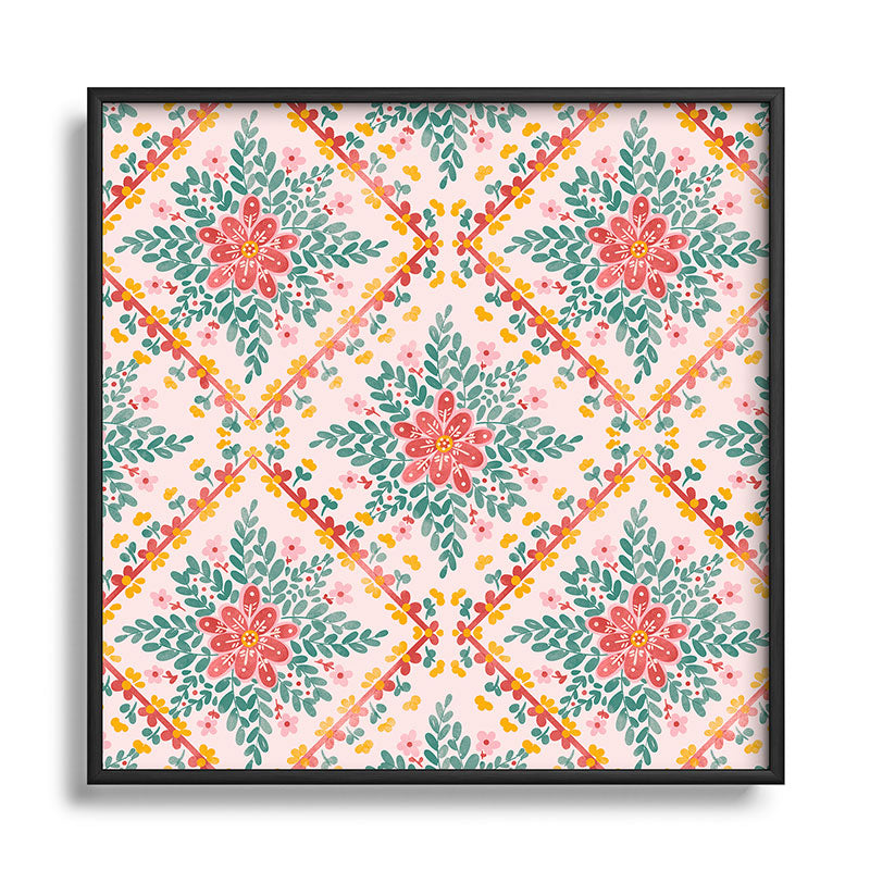 Marta Barragan Camarasa Chic Floral Geometry Square Metal Framed Art Print