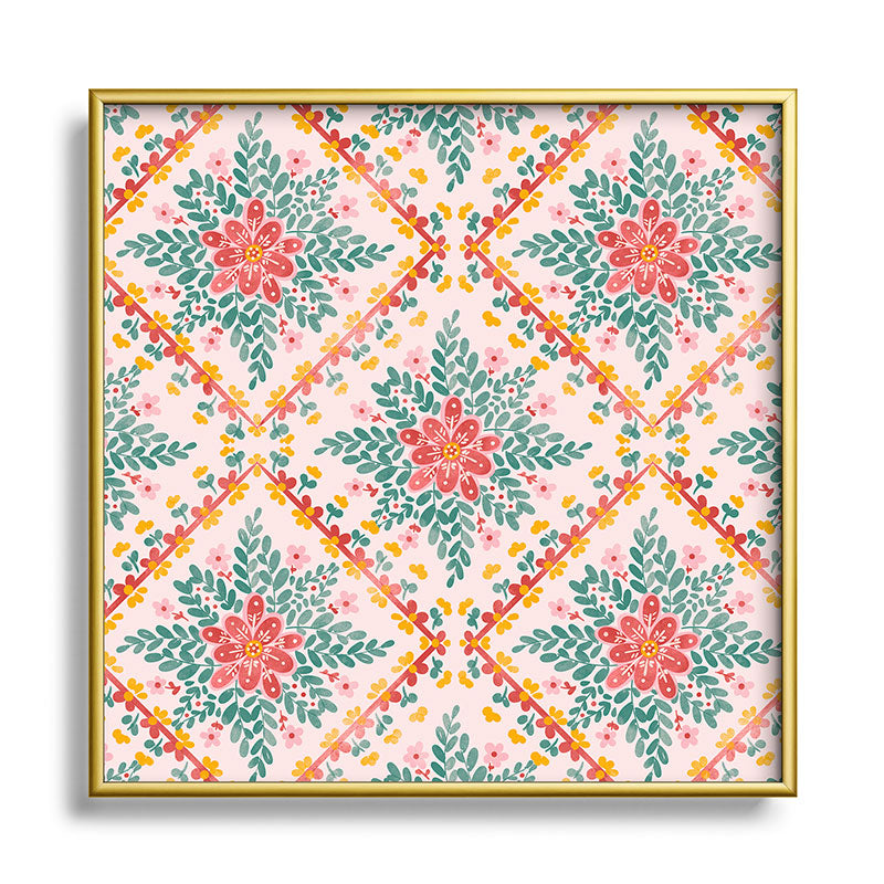 Marta Barragan Camarasa Chic Floral Geometry Square Metal Framed Art Print