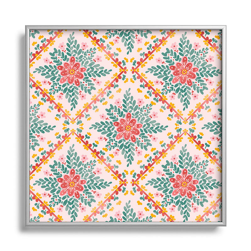Marta Barragan Camarasa Chic Floral Geometry Square Metal Framed Art Print