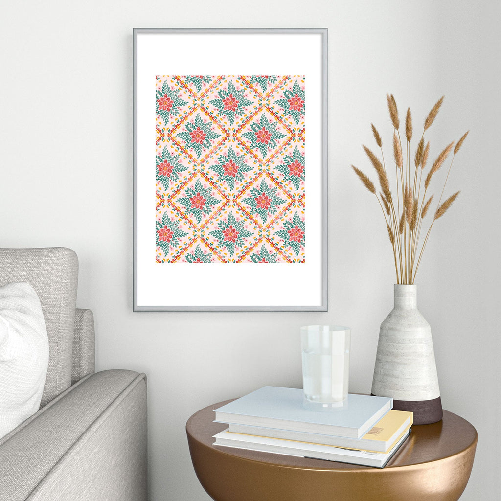 Marta Barragan Camarasa Chic Floral Geometry Metal Framed Art Print