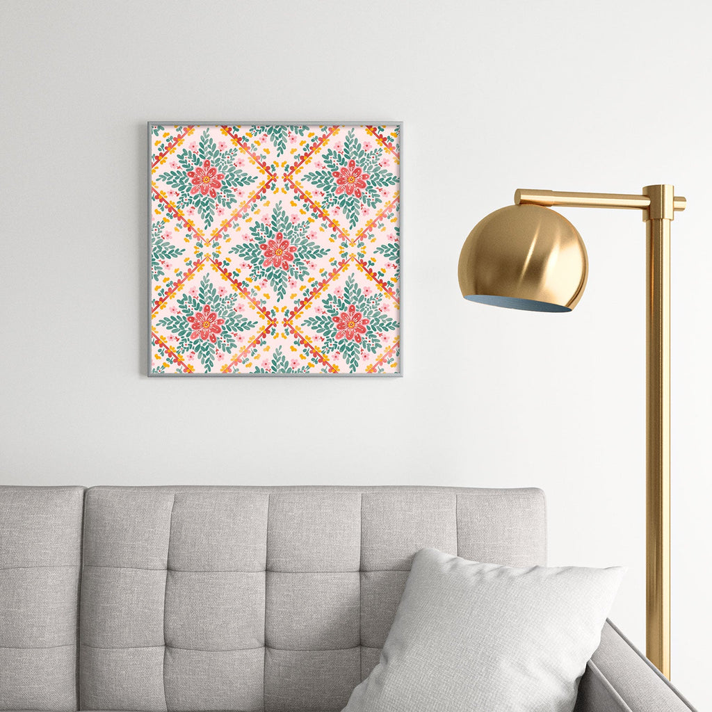 Marta Barragan Camarasa Chic Floral Geometry Square Metal Framed Art Print