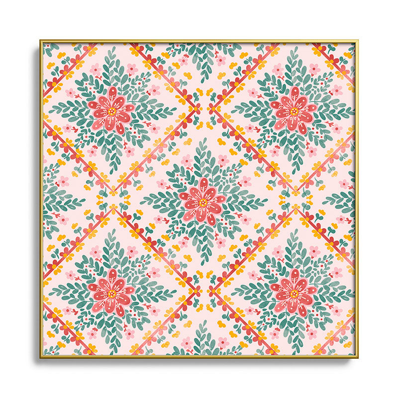 Marta Barragan Camarasa Chic Floral Geometry Square Metal Framed Art Print