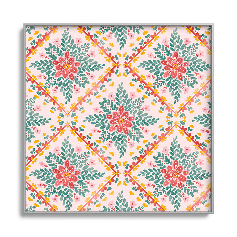 Marta Barragan Camarasa Chic Floral Geometry Square Metal Framed Art Print