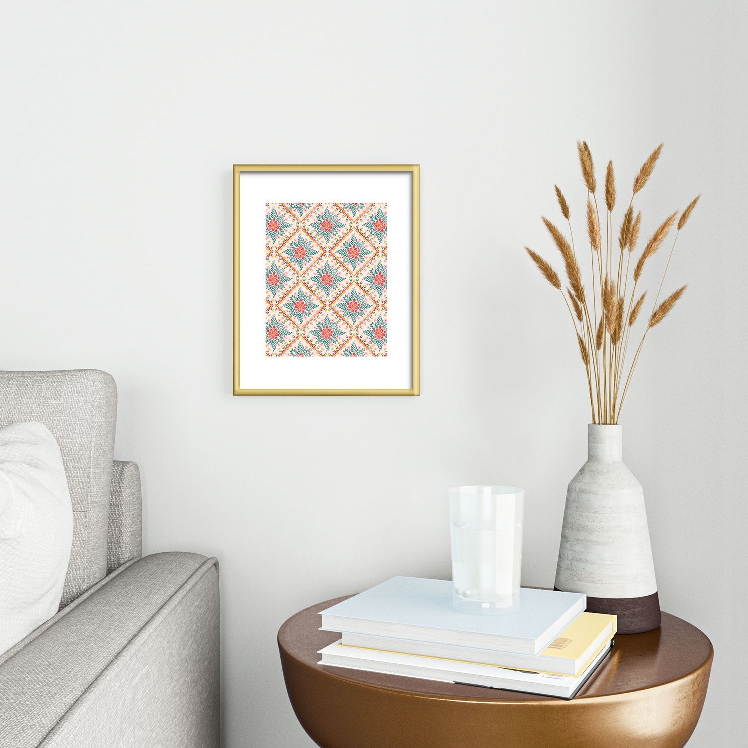 Marta Barragan Camarasa Chic Floral Geometry Metal Framed Art Print