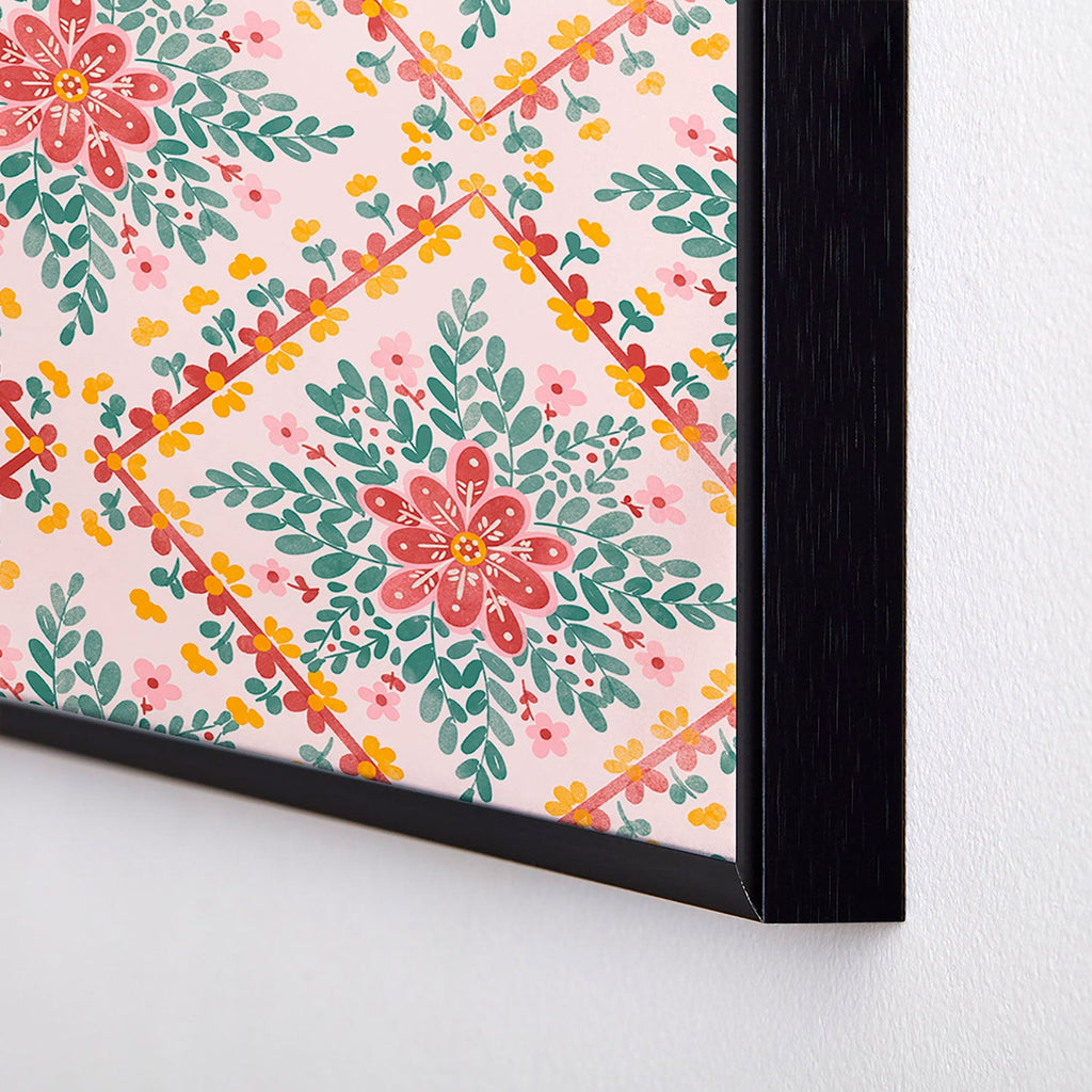 Marta Barragan Camarasa Chic Floral Geometry Square Metal Framed Art Print