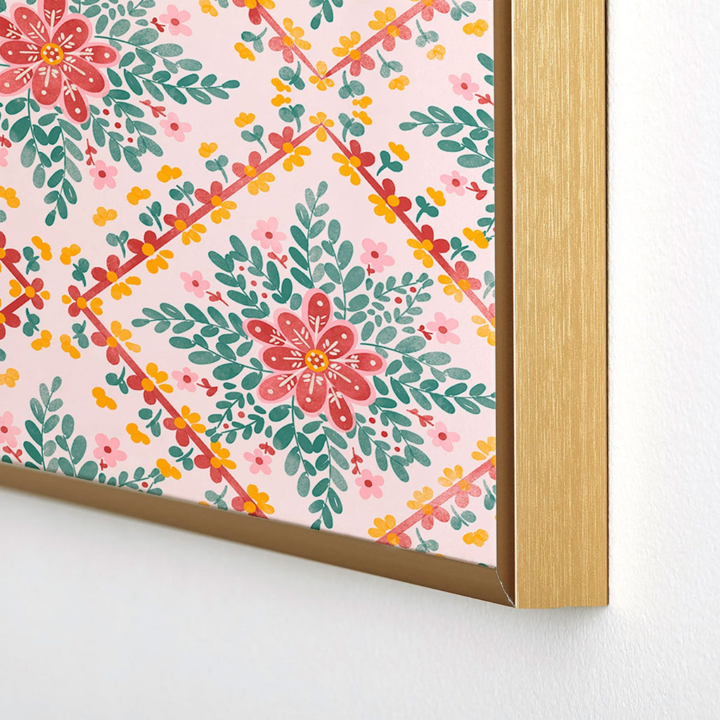 Marta Barragan Camarasa Chic Floral Geometry Square Metal Framed Art Print