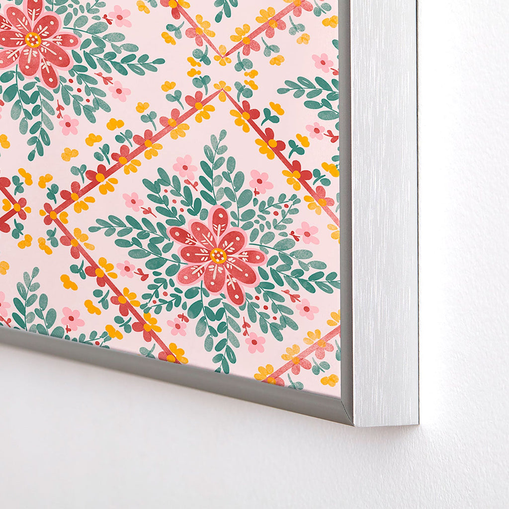 Marta Barragan Camarasa Chic Floral Geometry Square Metal Framed Art Print