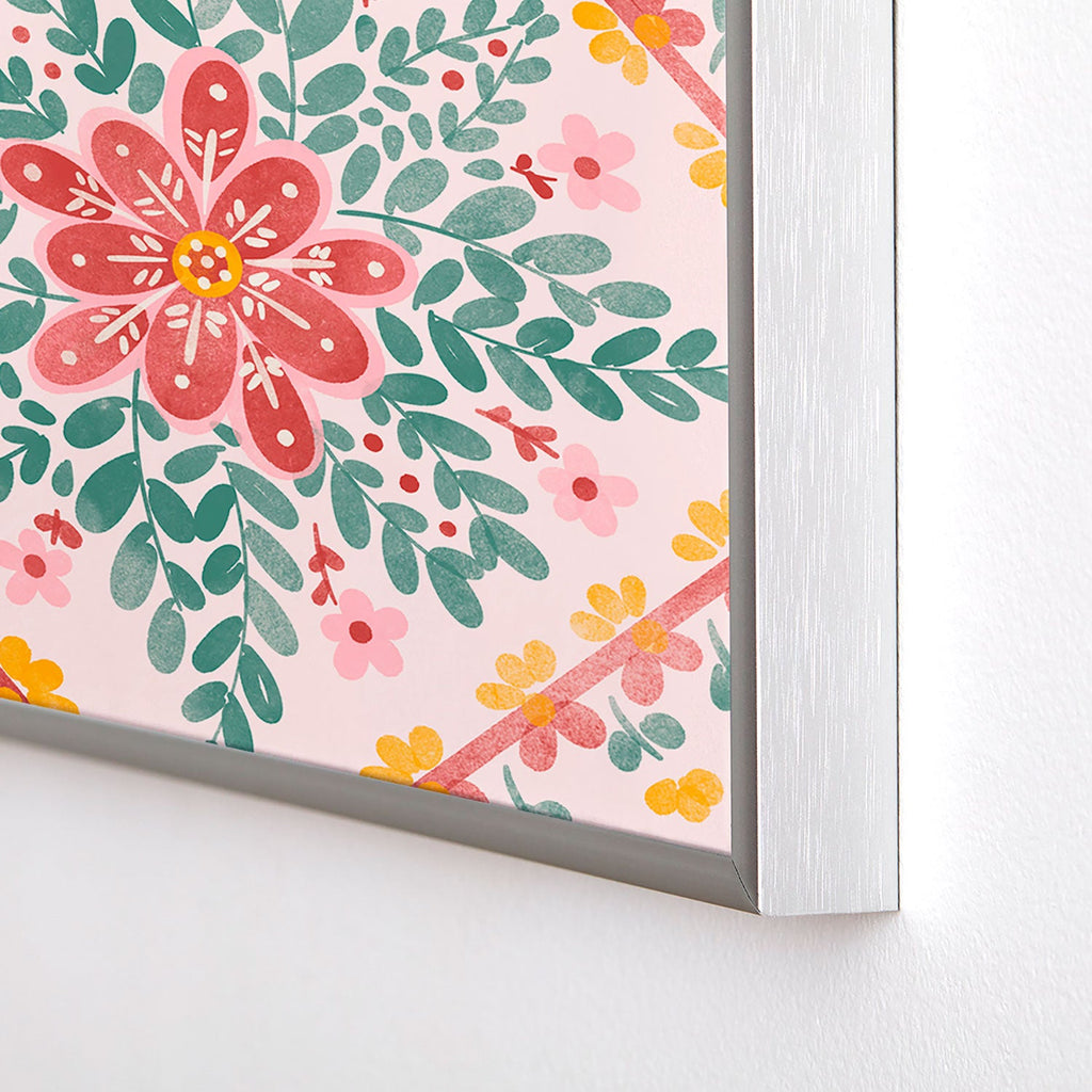 Marta Barragan Camarasa Chic Floral Geometry Square Metal Framed Art Print