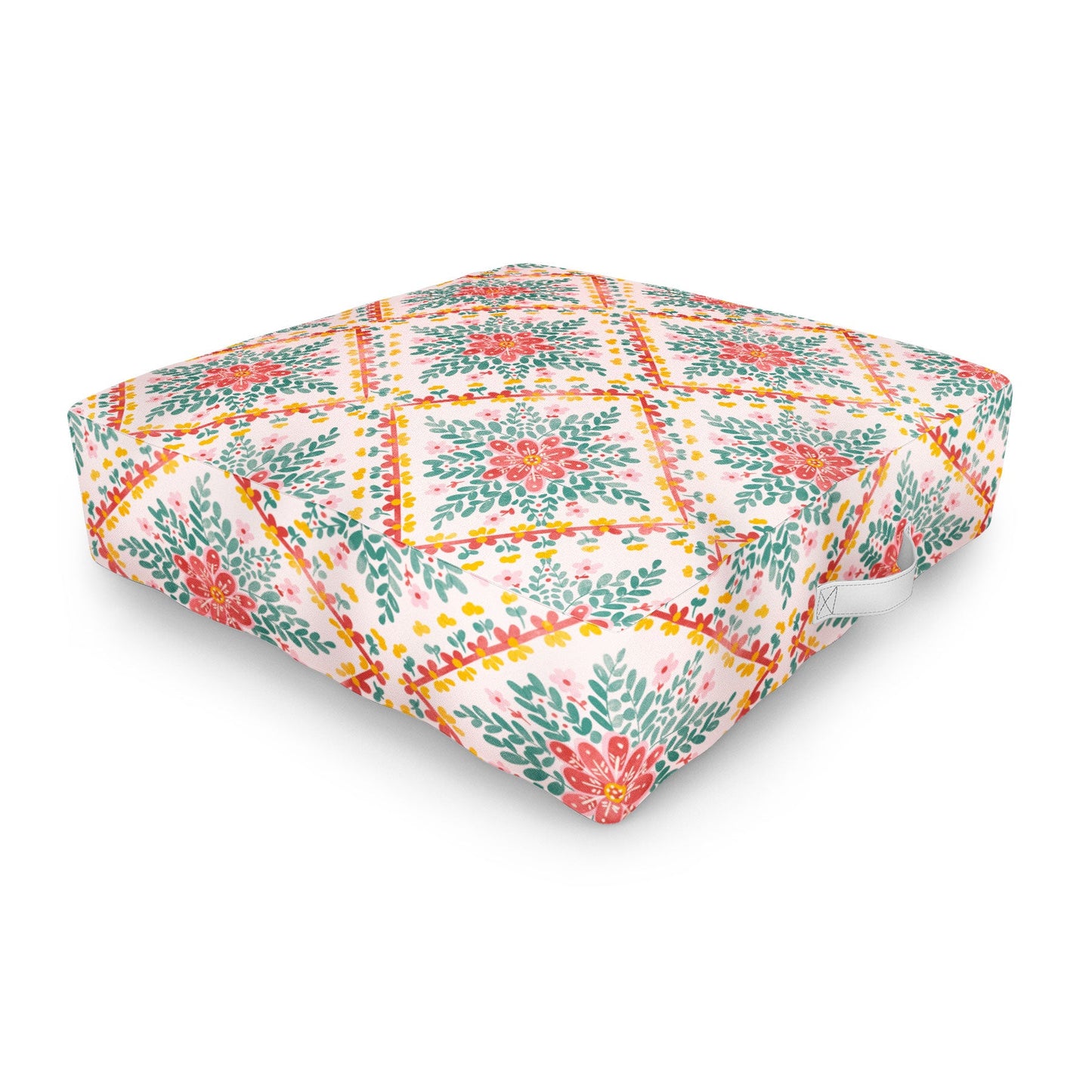 Marta Barragan Camarasa Chic Floral Geometry Outdoor Floor Cushion