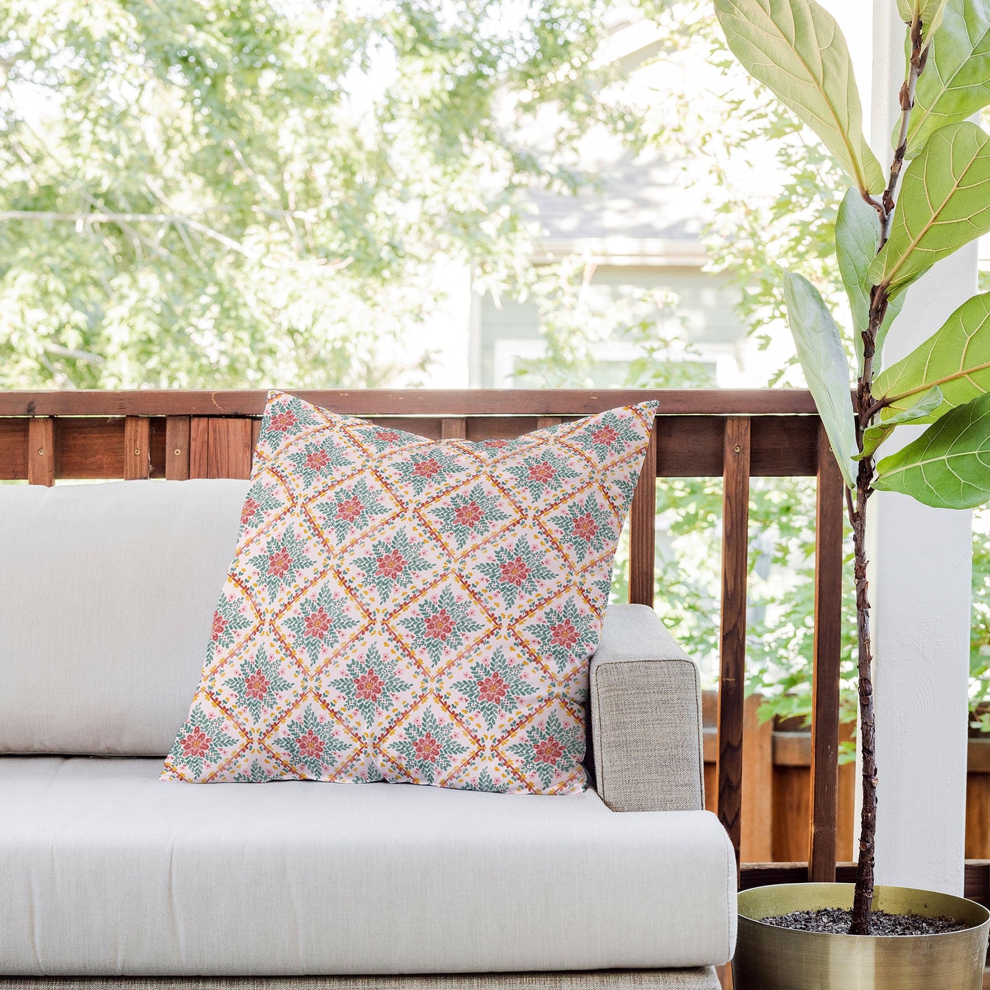 Marta Barragan Camarasa Chic Floral Geometry Outdoor Throw Pillow