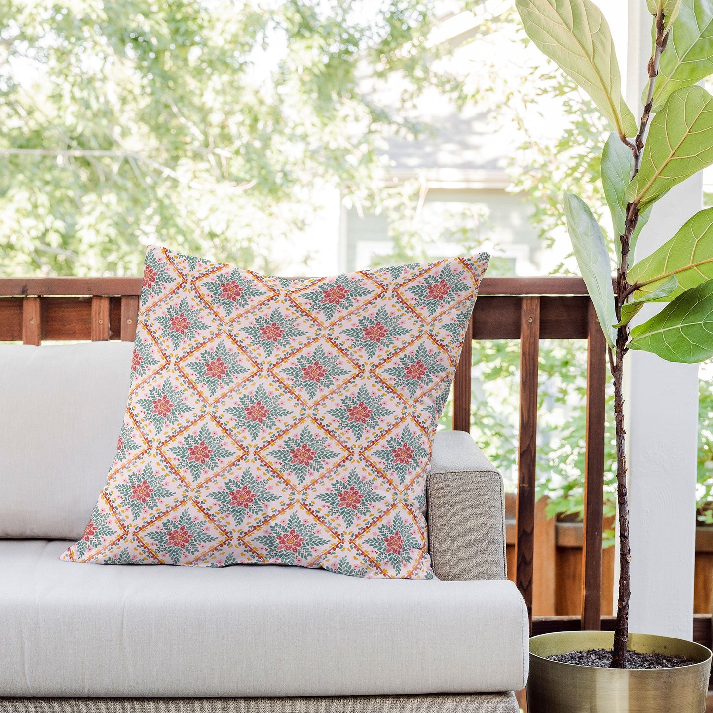Marta Barragan Camarasa Chic Floral Geometry Outdoor Throw Pillow