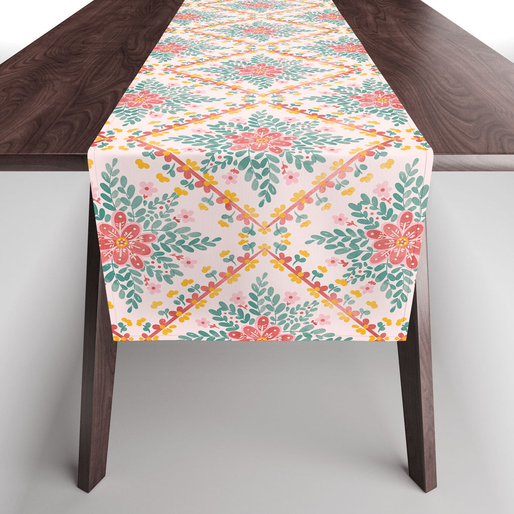 Marta Barragan Camarasa Chic Floral Geometry Table Runner