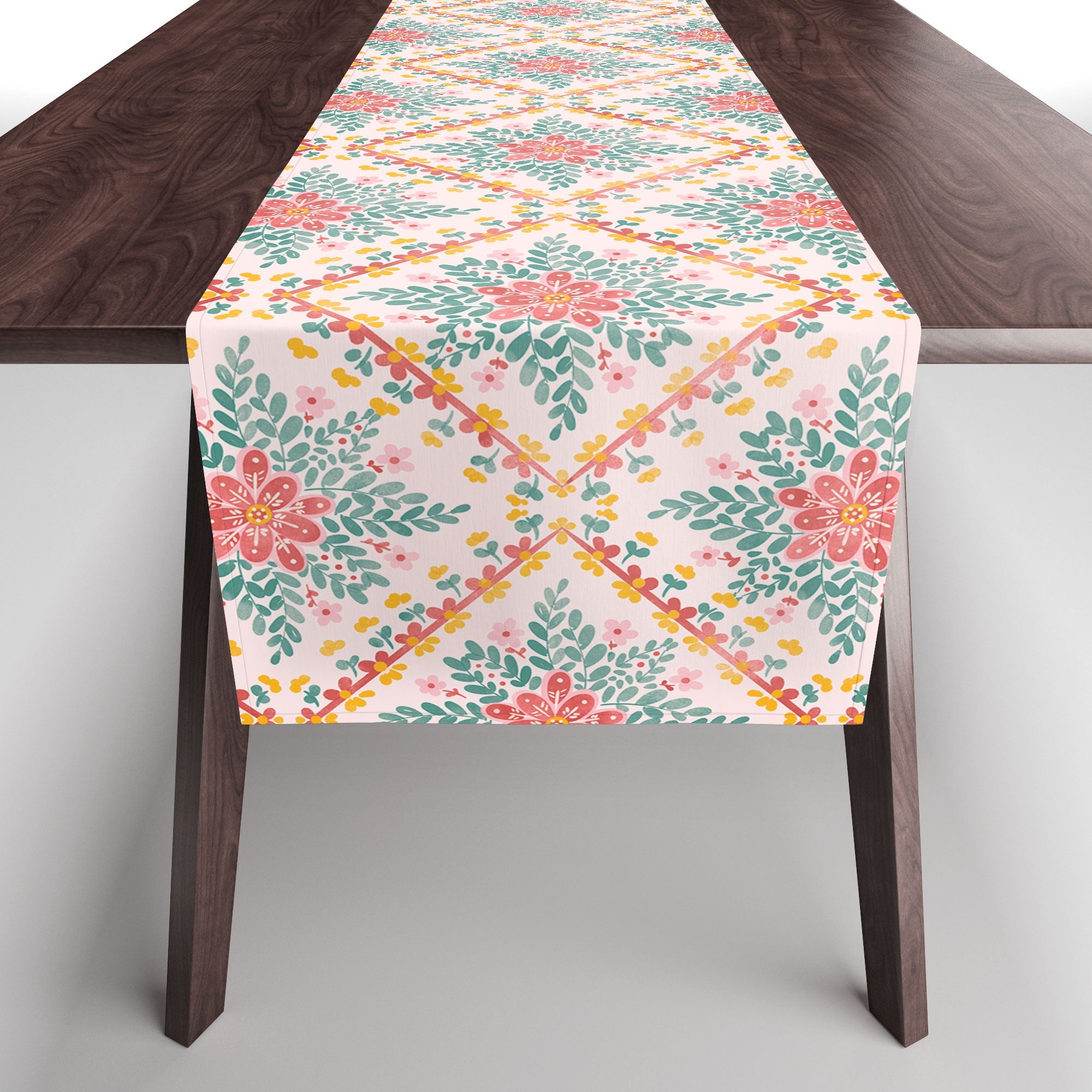 Marta Barragan Camarasa Chic Floral Geometry Table Runner