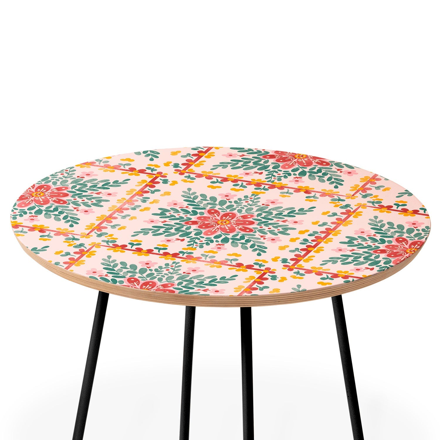 Marta Barragan Camarasa Chic Floral Geometry Round Side Table