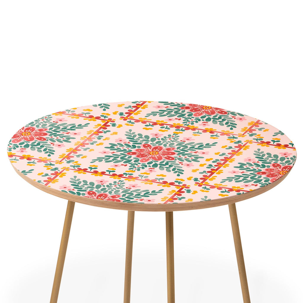 Marta Barragan Camarasa Chic Floral Geometry Round Side Table