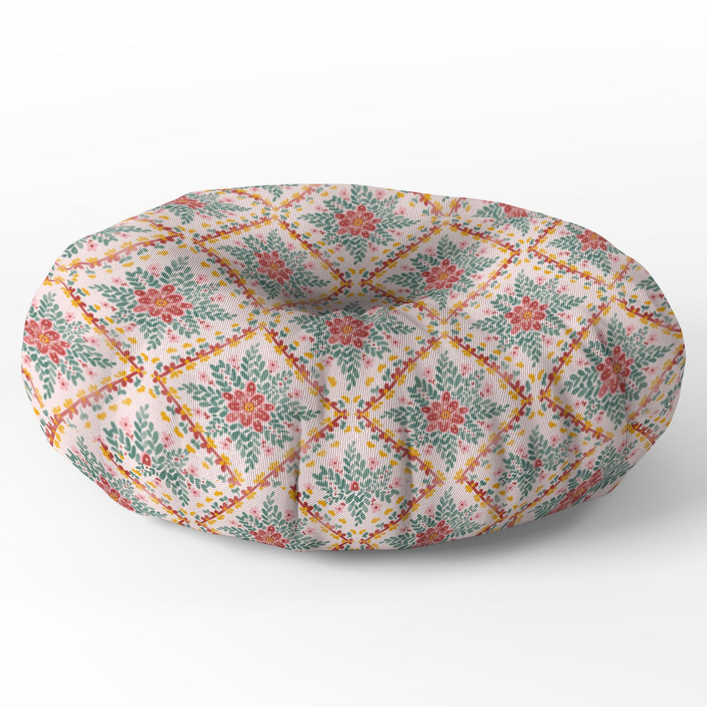Marta Barragan Camarasa Chic Floral Geometry Floor Pillow Round