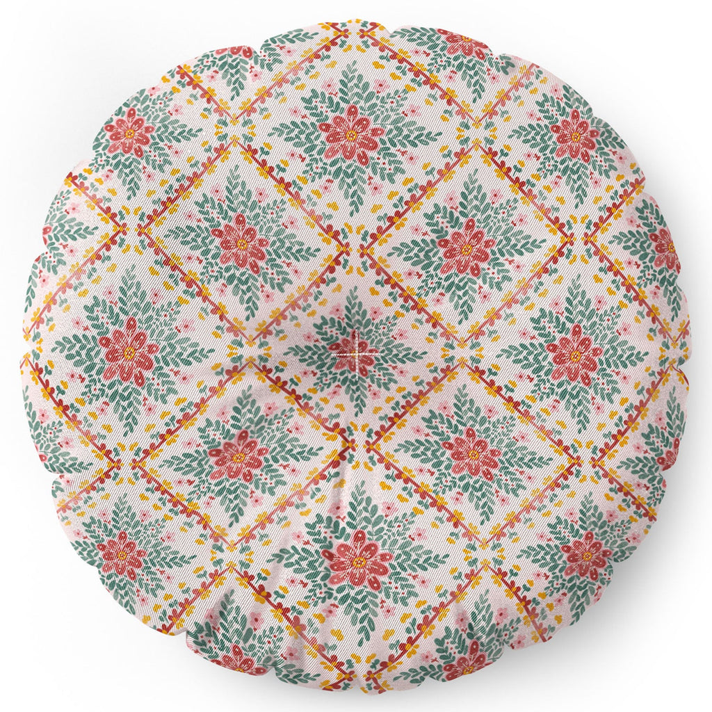 Marta Barragan Camarasa Chic Floral Geometry Floor Pillow Round