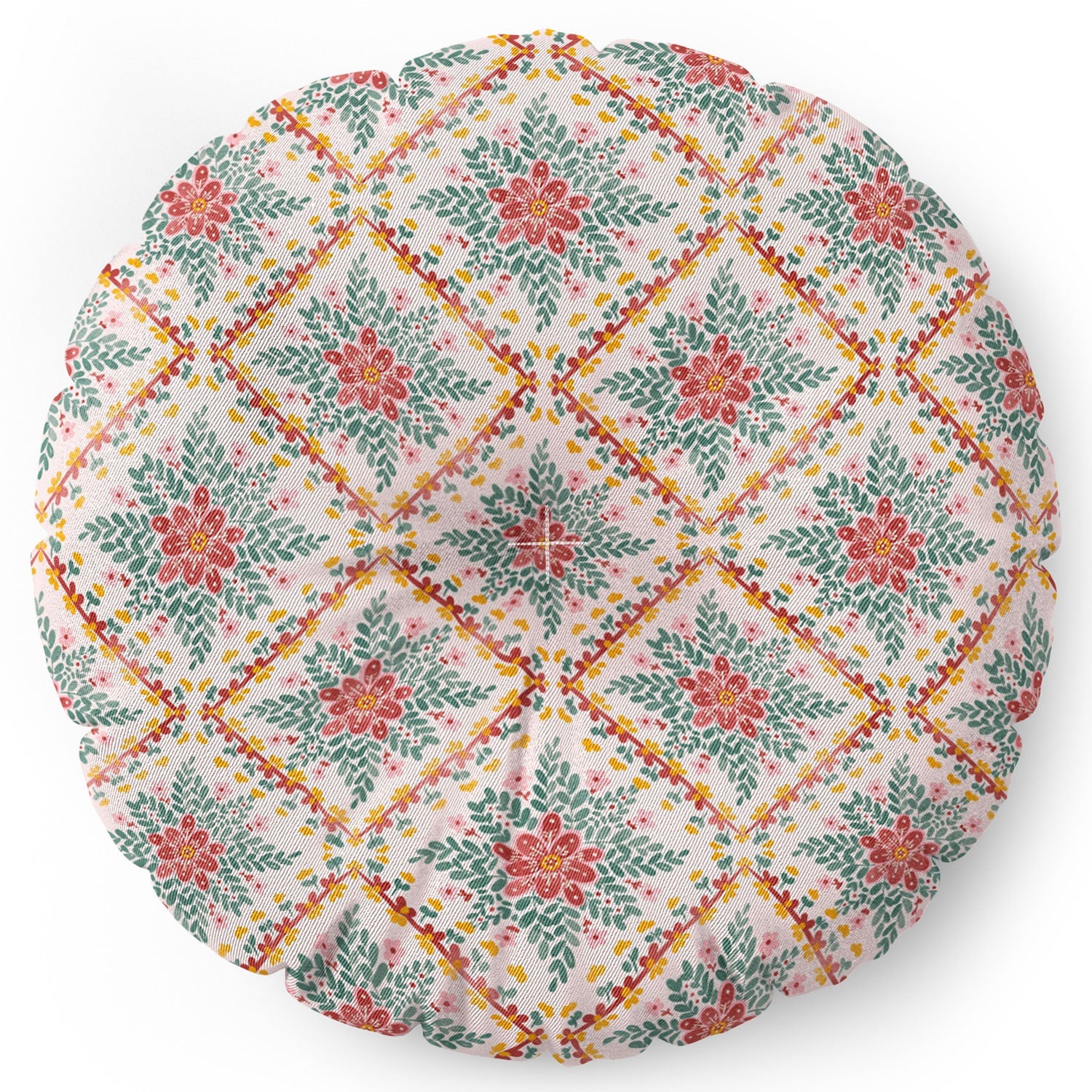 Marta Barragan Camarasa Chic Floral Geometry Floor Pillow Round