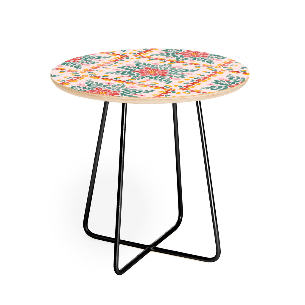 Marta Barragan Camarasa Chic Floral Geometry Round Side Table