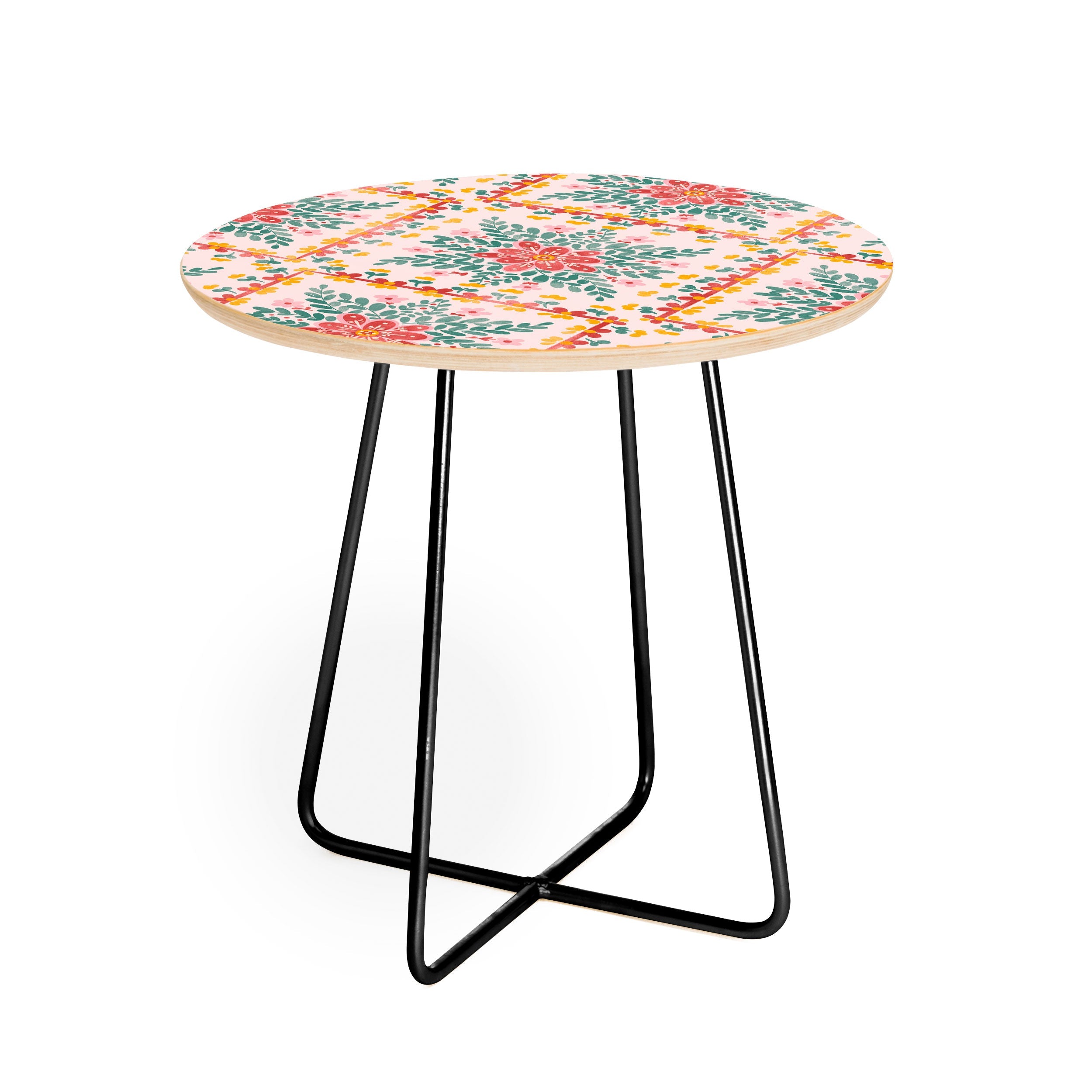 Marta Barragan Camarasa Chic Floral Geometry Round Side Table