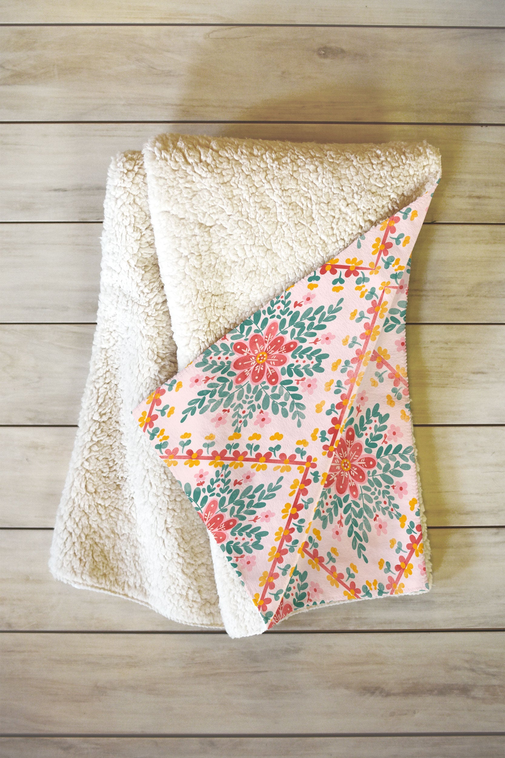 Marta Barragan Camarasa Chic Floral Geometry Fleece Throw Blanket