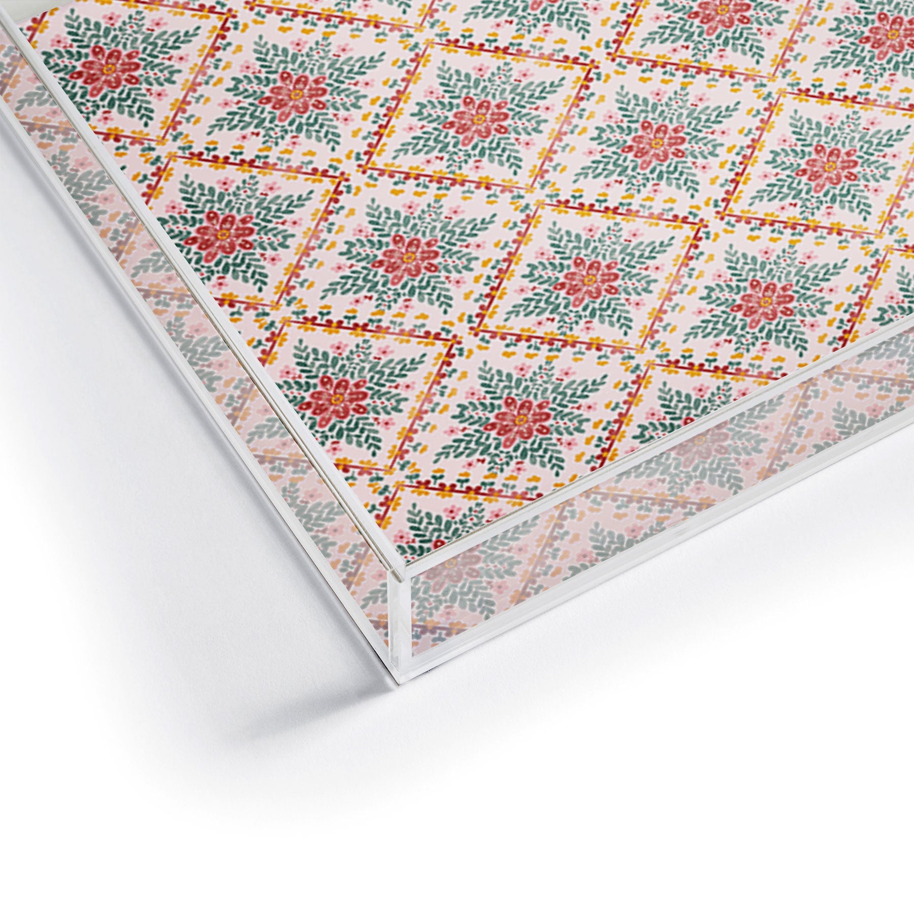 Marta Barragan Camarasa Chic Floral Geometry Acrylic Tray
